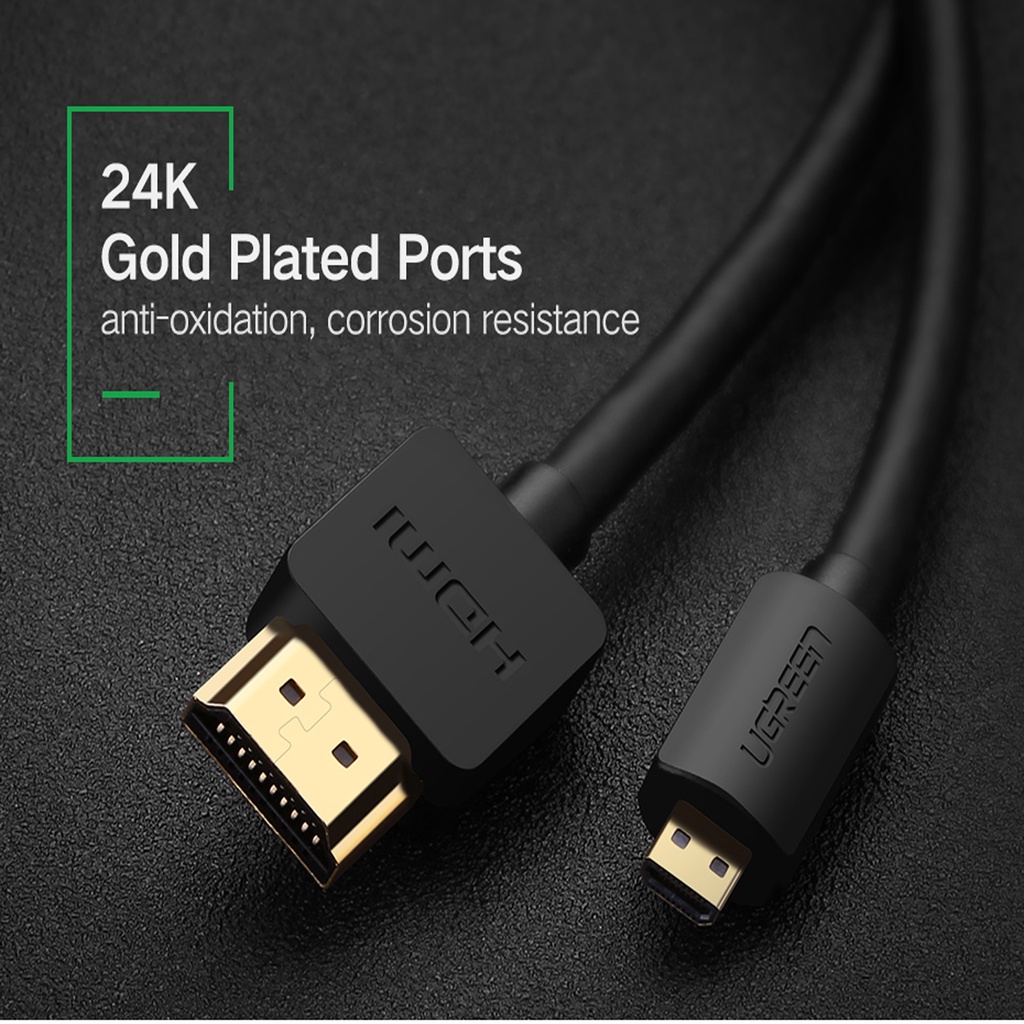 Cáp Micro HDMI ra HDMI hỗ trợ 3D 4K@60Hz Chính Hãng UGREEN HD127 HD109 Cao Cấp