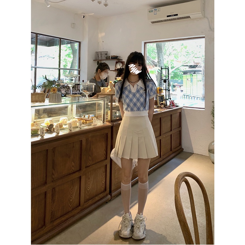 Áo croptop XIAOZHAINV tay ngắn cổ chữ V họa tiết kẻ sọc thiết kế thời trang mùa hè dễ thương dành cho nữ