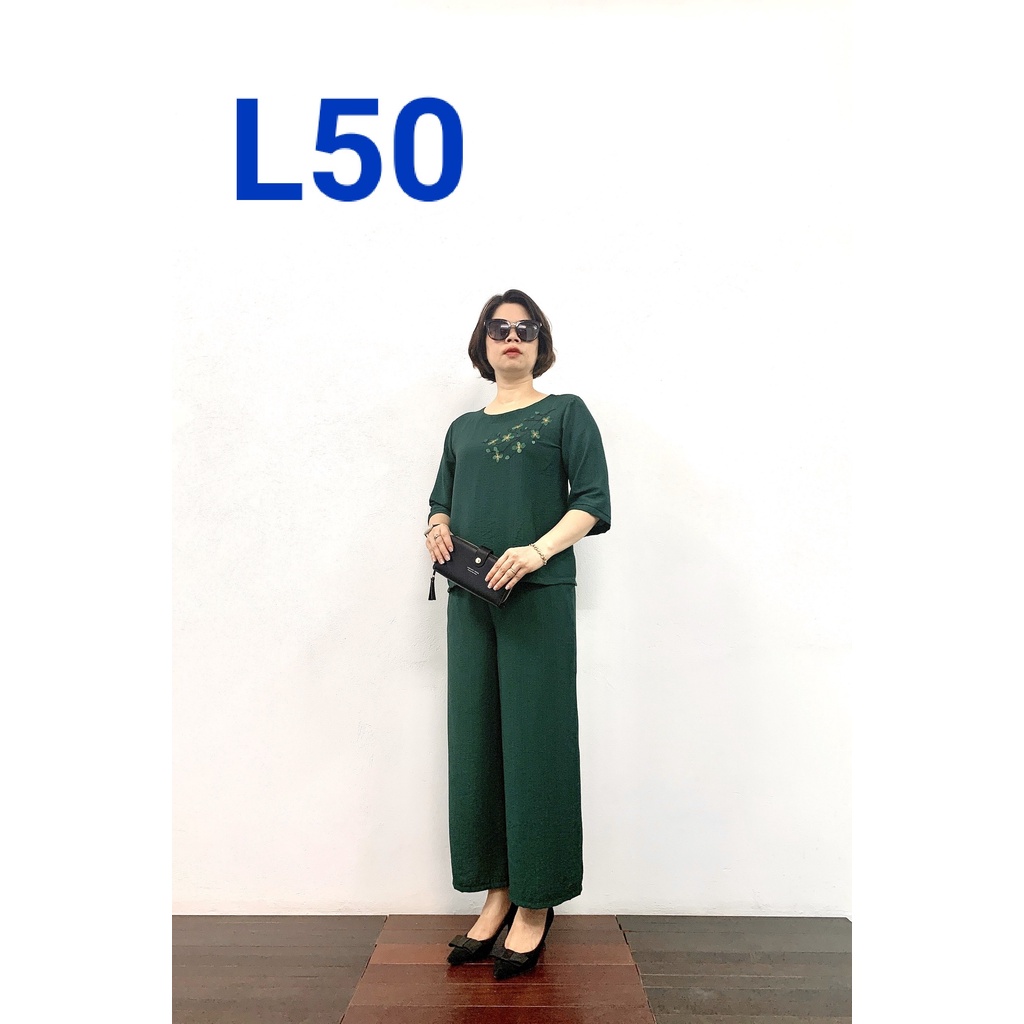 Đồ Bộ Trung Niên Nữ Chất Liệu Đũi Tay Lỡ Không Nhăn Không Xù Đủ Size Từ 46kg Tới 70kg - Laddy Store