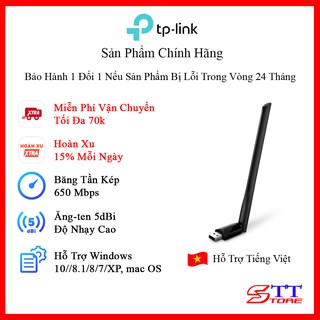 Usb thu sóng wifi tp-link archer t2u plus bộ chuyển đổi usb wi-fi băng tần kép ac600 - hàng chính hãng