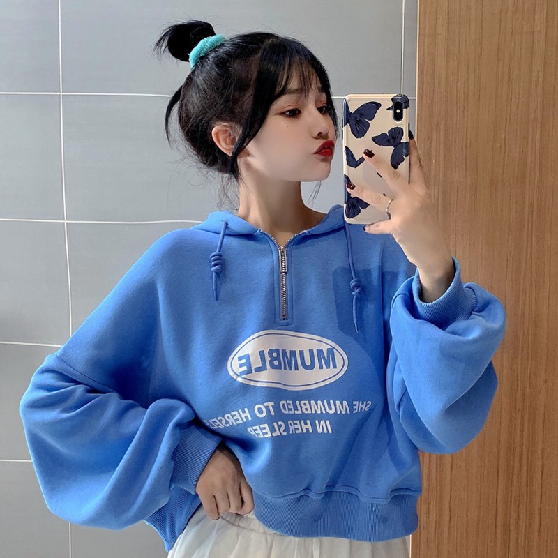 Áo hoodie dáng croptop salt casual (sẵn xanh) | BigBuy360 - bigbuy360.vn