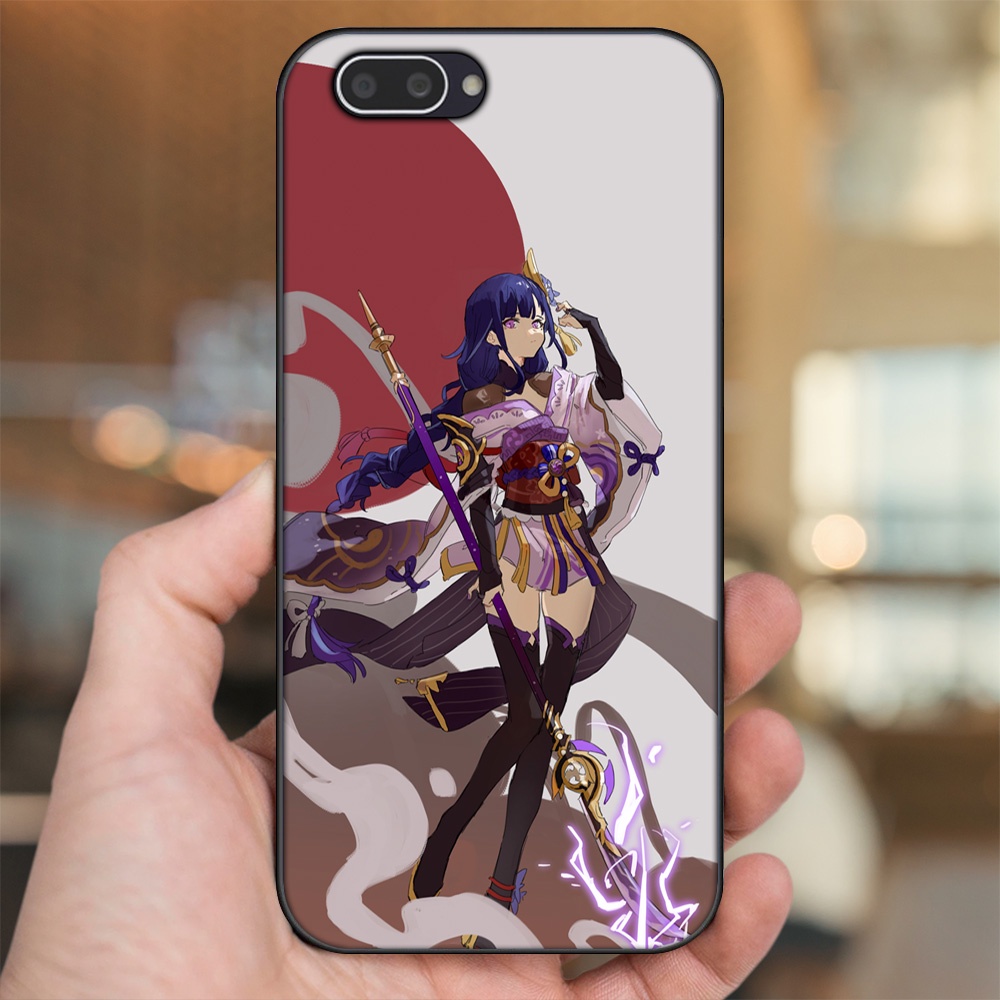 Ốp lưng Oppo A3S viền đen in hình Raiden Shogun Genshin Impact