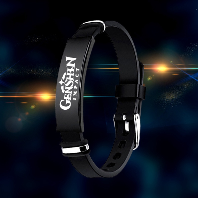 Vòng đeo tay bằng thép không gỉ họa tiết phong cách anime genshin