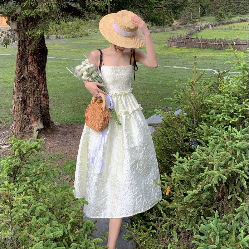 Jane Đầm xòe dự tiệc hoa gân nổi kiểu Pháp sang trọng quyến rũ 4 ảnh feelback cuối