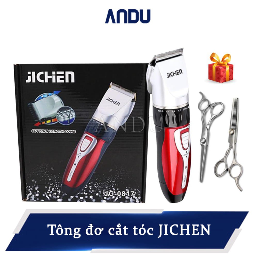 Tông Đơ Cắt Tóc Gia Đình Jichen JC-0817 Máy Cắt tóc + Tặng 1 Bộ Kéo Cắt Và Tiả Tóc