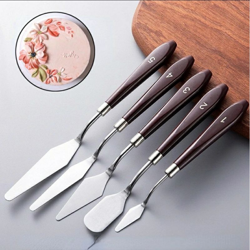 Bộ 5 bay phết kem vẽ đi hoa bằng inox