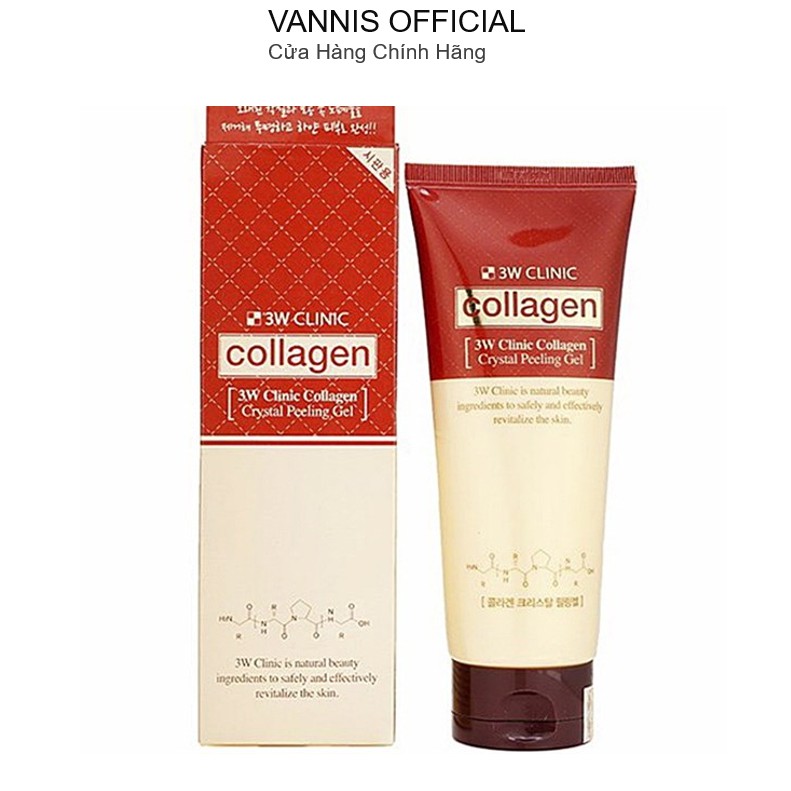 Tẩy tế bào chết chiết xuất từ tinh chất collagen 3W CLINIC Crystal Peeling Gel Hàn Quốc 180ml