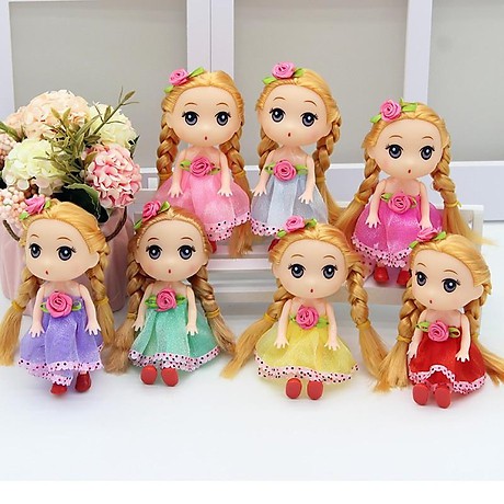 Đồ chơi búp bê Chibi chân ngắn đầm ngắn 12Cm, búp bê chibi móc khóa - búp bê Chibi móc khóa 12Cm