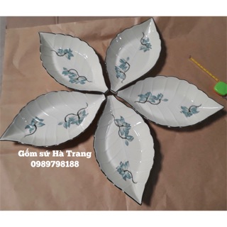 Set đĩa hoa 5 cánh Gốm sứ Bát Tràng cao cấp