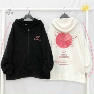 Áo khoác nam nữ Hoodie nỉ trơn Basic in 5D form rộng tay bồng khóa kéo có mũ Ulzzang giá rẻ màu đen, trắng K101