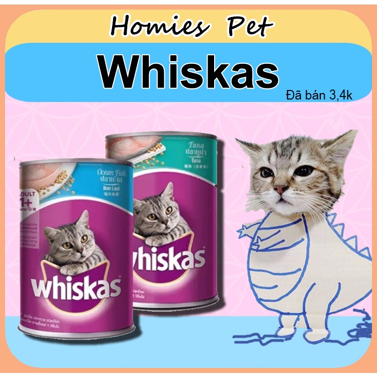 Pate whiskas lon 400g, thức ăn cho mèo - Homies Pet