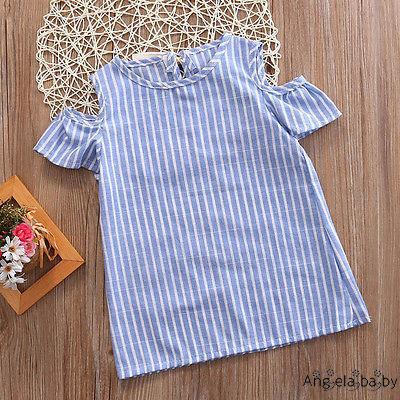 Aba-kids Bé Gái Quần Áo Mùa Hè Sọc Xanh Nơ Đầm Sundress