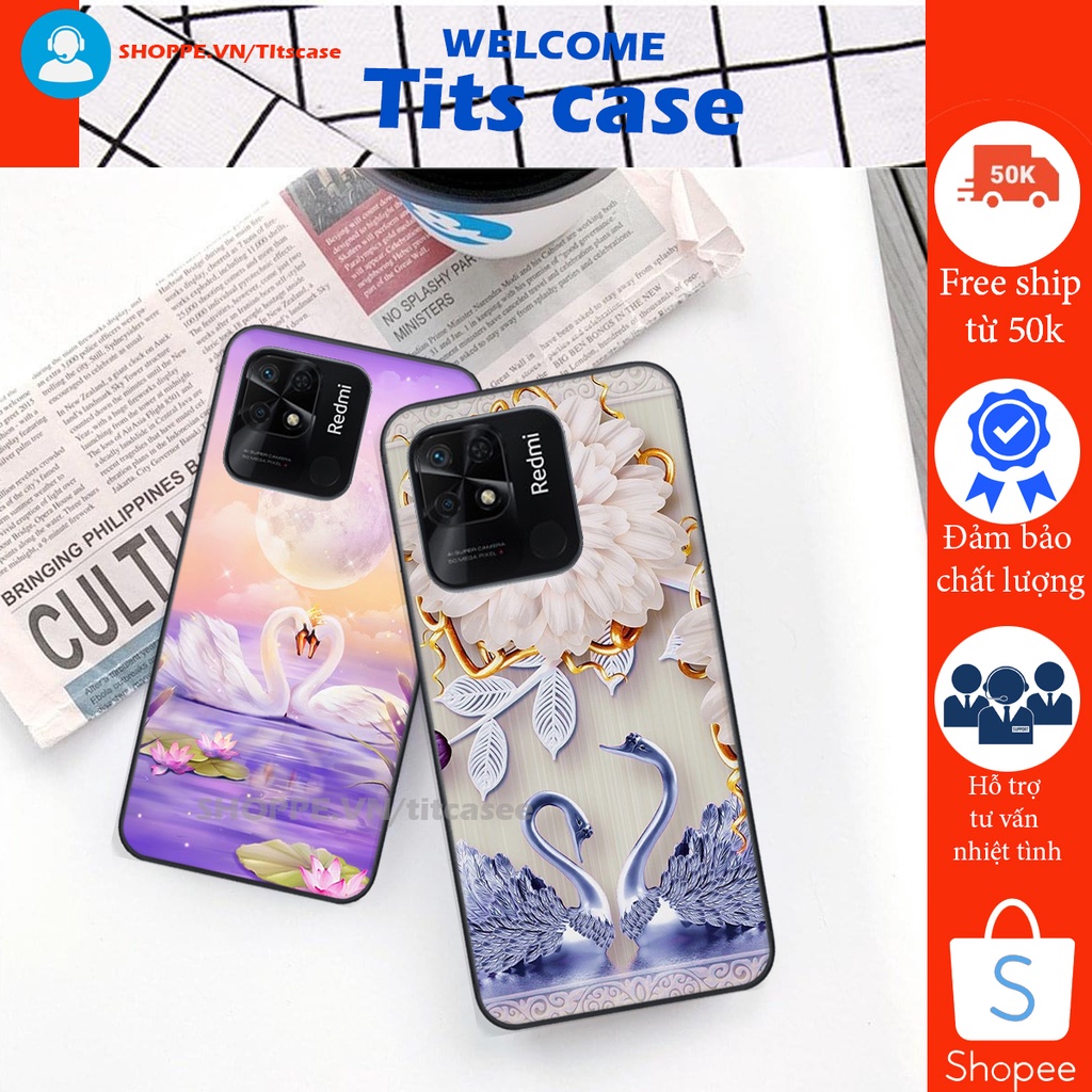 Ốp lưng  Xiaomi REDMI 10C in hình thiên nga,hoa may mắn, đặc sắc ĐỘC - LẠ - BỀN