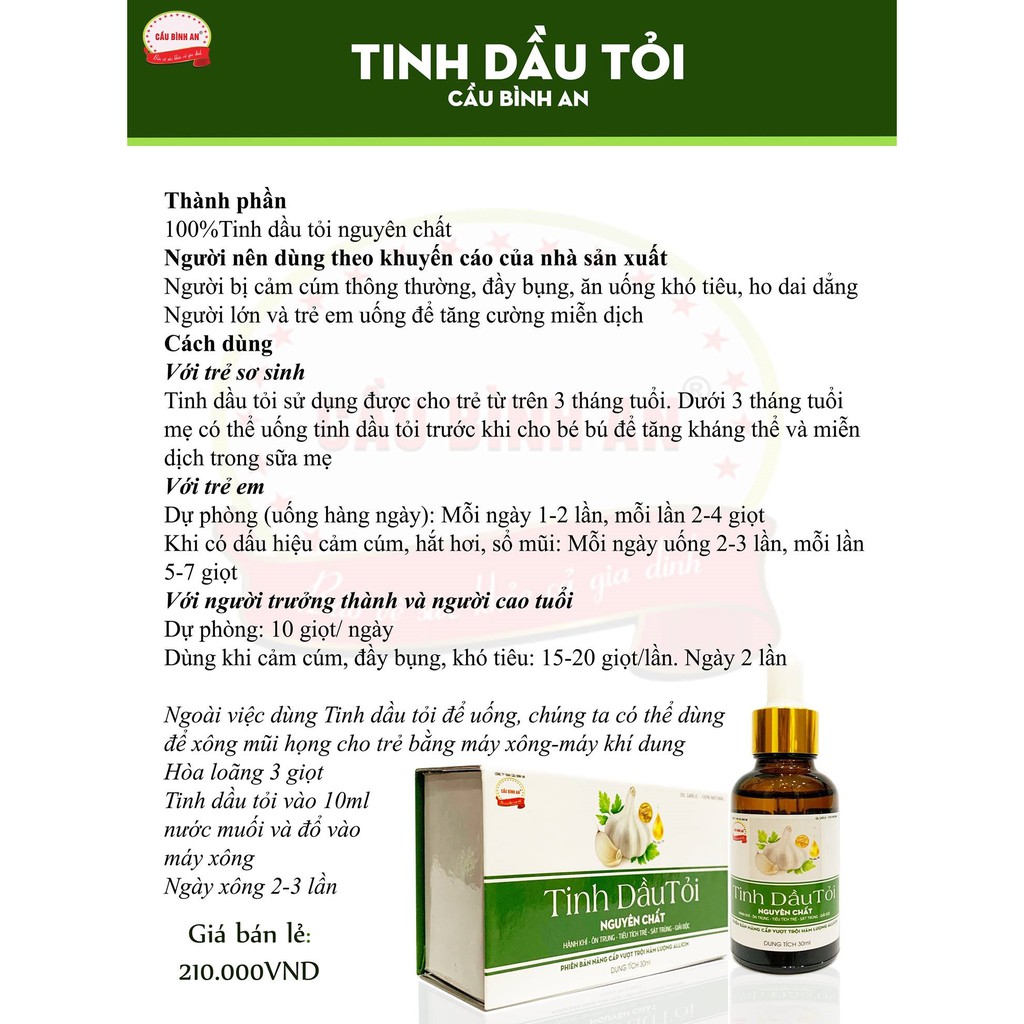 Tinh dầu tỏi Cầu Bình An