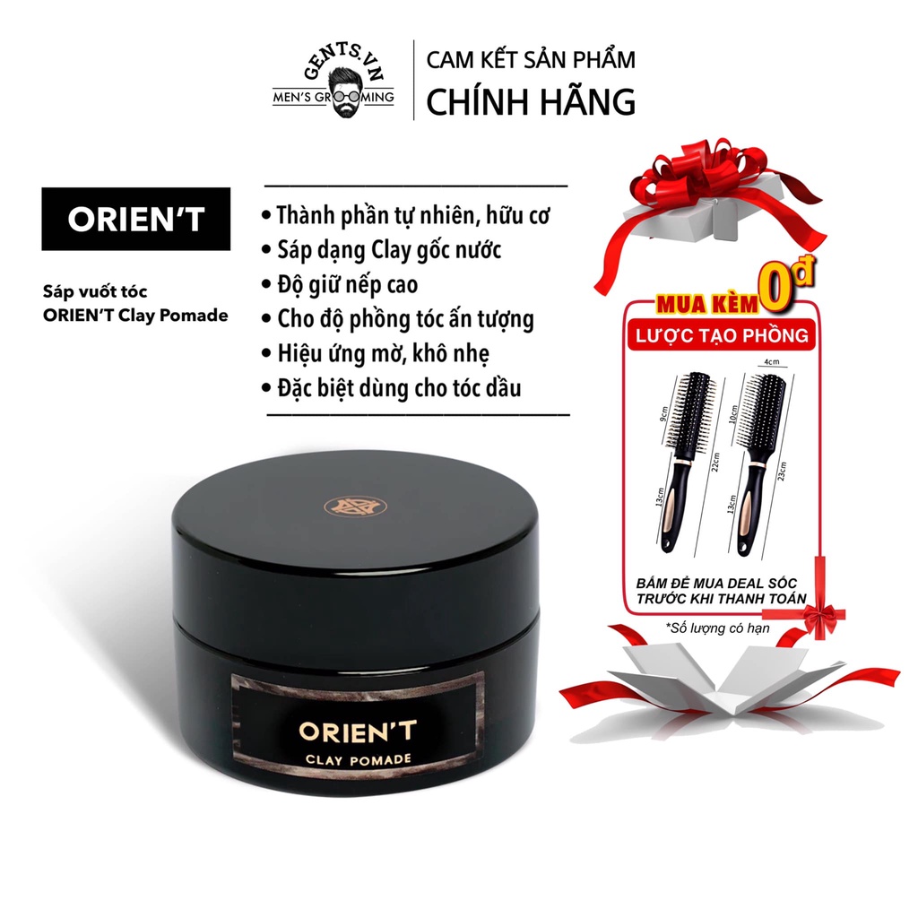 Sáp vuốt tóc ORIEN'T Clay Pomade 65ml giữ nếp cực cao, mang lại hiệu ứng khô, không tạo bóng cho tóc