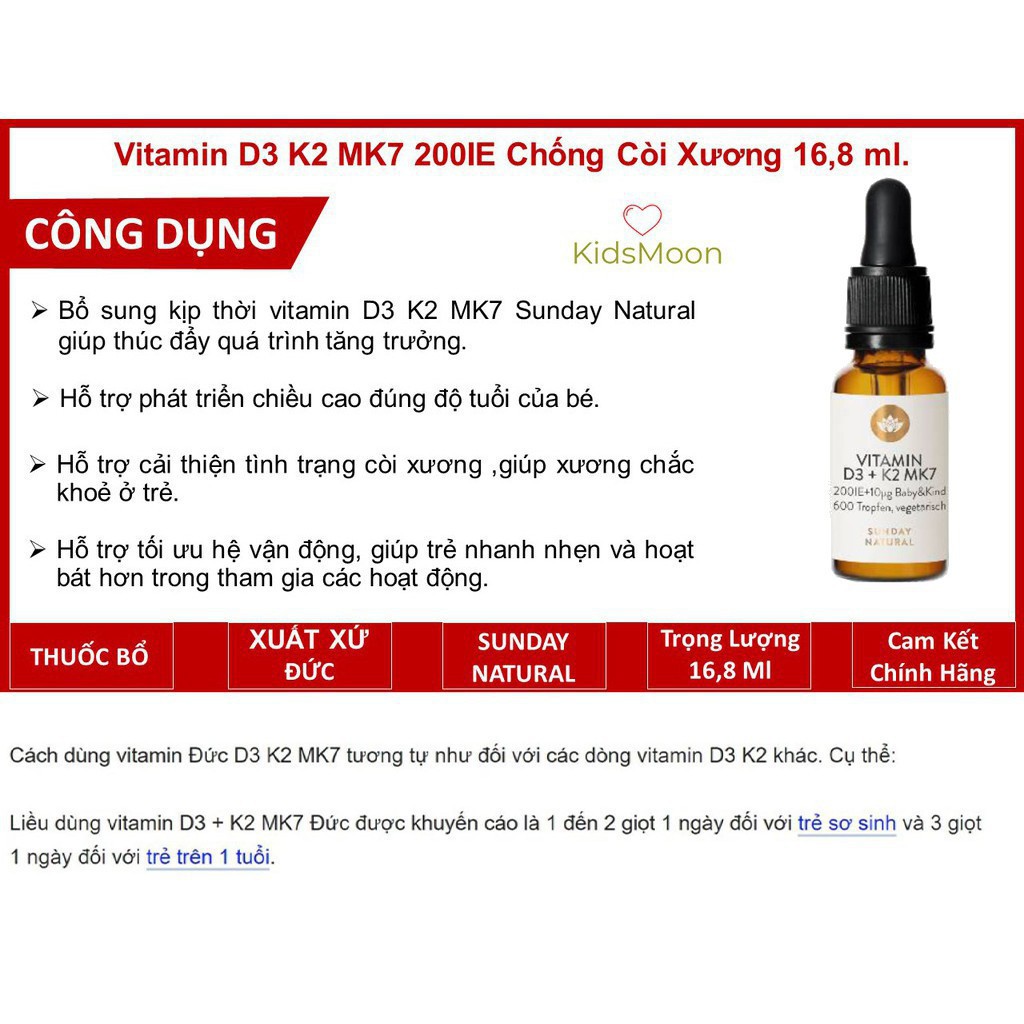 Vitamin Mk7 Đức - bổ sung canxi giúp xương phát triển