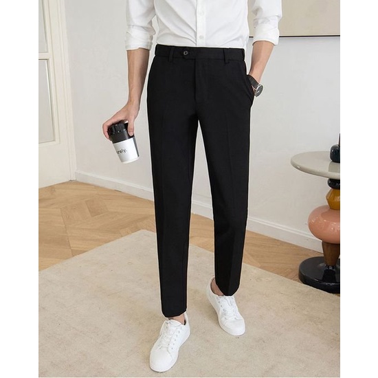 Quần Tây Đen Dáng Vừa Chất Vải Mềm Mịn Không Bai Gião Ít Bám Bụi Giữ Dáng Không Phai Màu