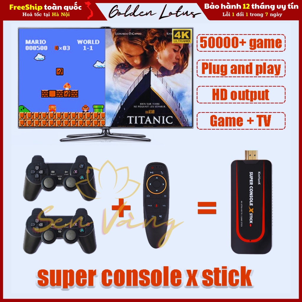 Siêu Tay Cầm X Stick Retro Video Máy Chơi Game TV Box 4K HD Gắn Trong 50000 + Bộ Điều Khiển Không Dây PSP/N64/DC/PS1