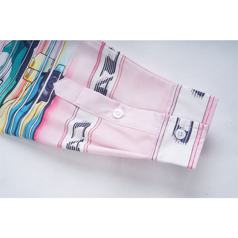 Casablan * Áo Sơ Mi Tay Dài Màu Hồng In Hình Đôi Mắt Đồ Họa Đua Xe Thoải Mái Giản Dị