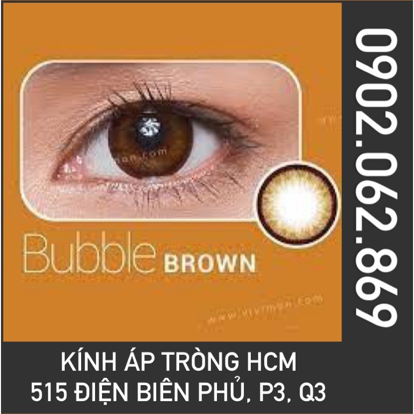 Lens cận VIVIMOON Hồ Chí Minh kính áp tròng Hàn Quốc màu nâu mật ong mã Bubble Brown giãn nhẹ 14.2