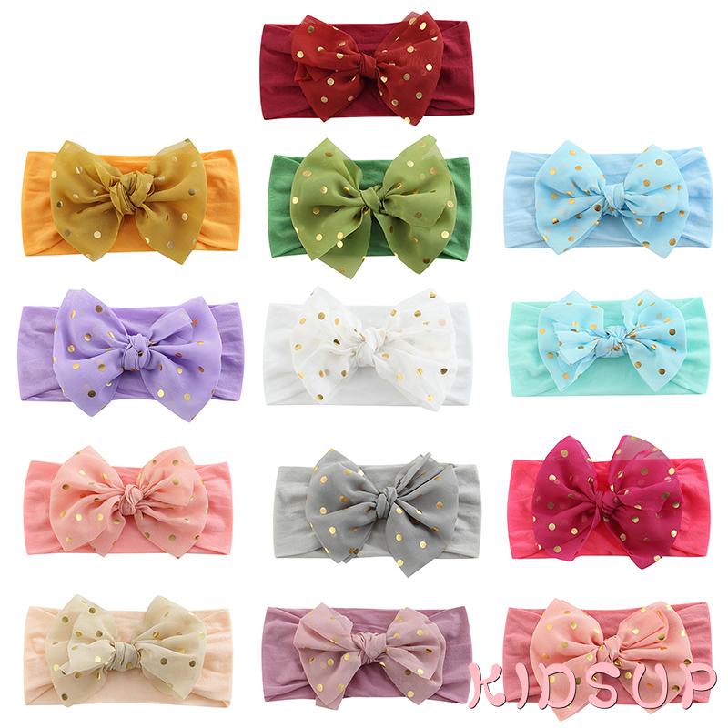 Băng Đô Cài Tóc Thắt Nút Họa Tiết Chấm Bi Thời Trang Cho Bé Gái