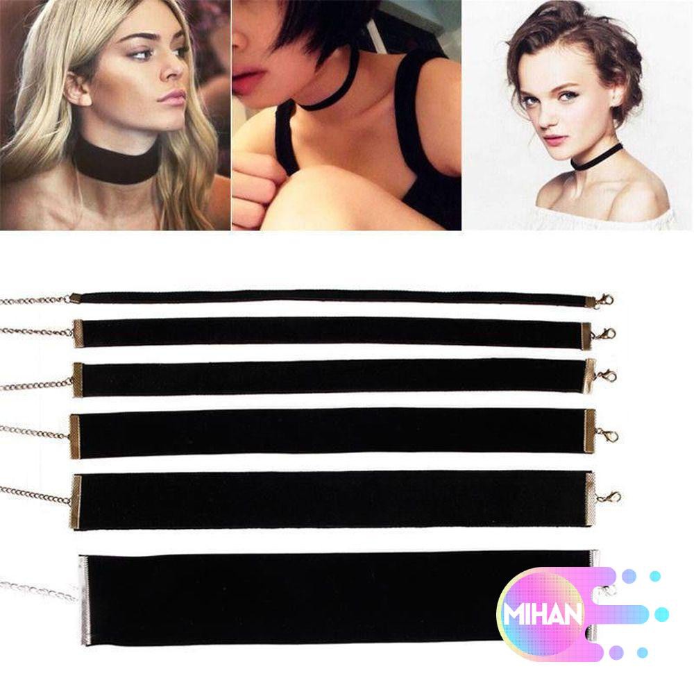 Vòng Cổ Choker Vải Nhung Đen Phong Cách Gothic Cổ Điển Dành Cho Nữ Mihan1