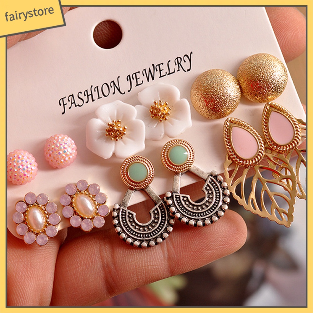 Set 6 Đôi Khuyên Tai Phong Cách Bohemian Cổ Điển Thanh Lịch Dành Cho Nữ