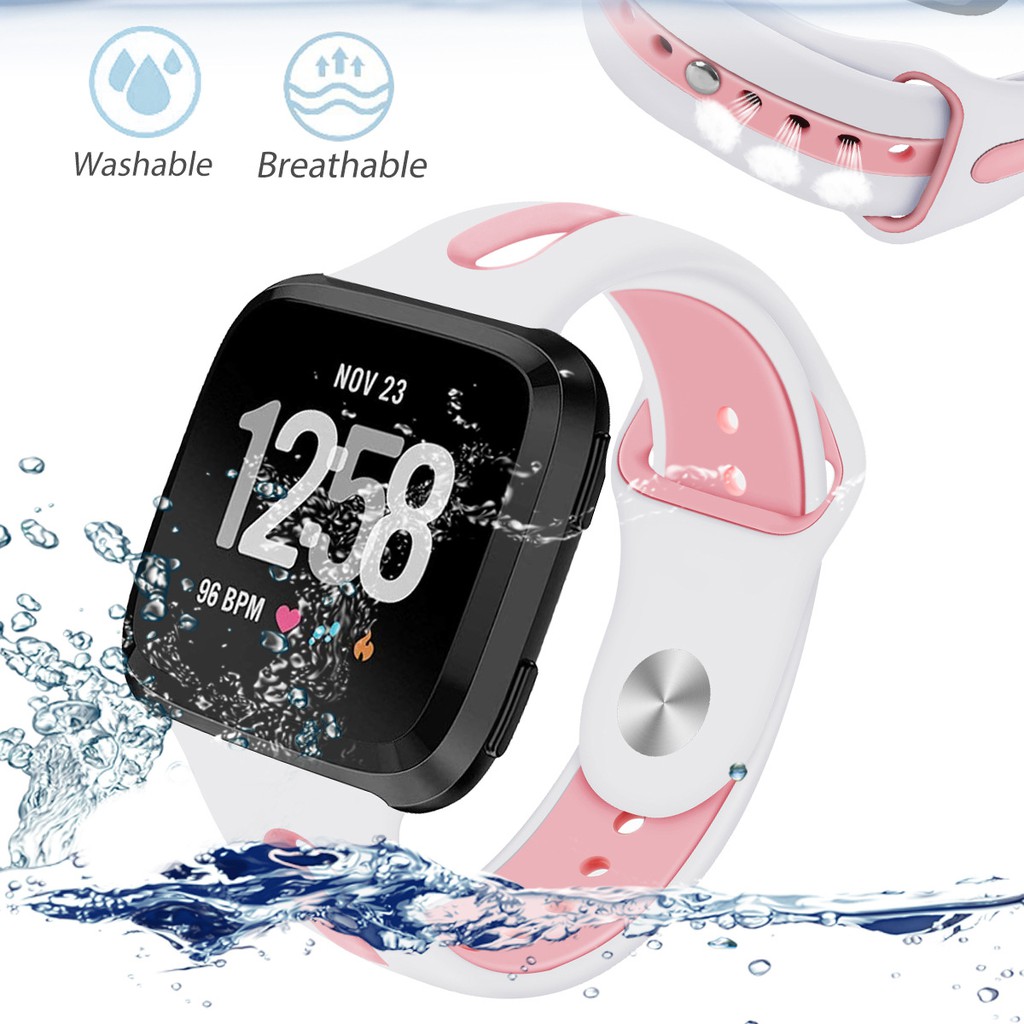 Dây Đeo Thay Thế Chất Liệu Silicon Màu Trơn Cho Fitbit Versa 1 / Versa 2 / Versa Lite