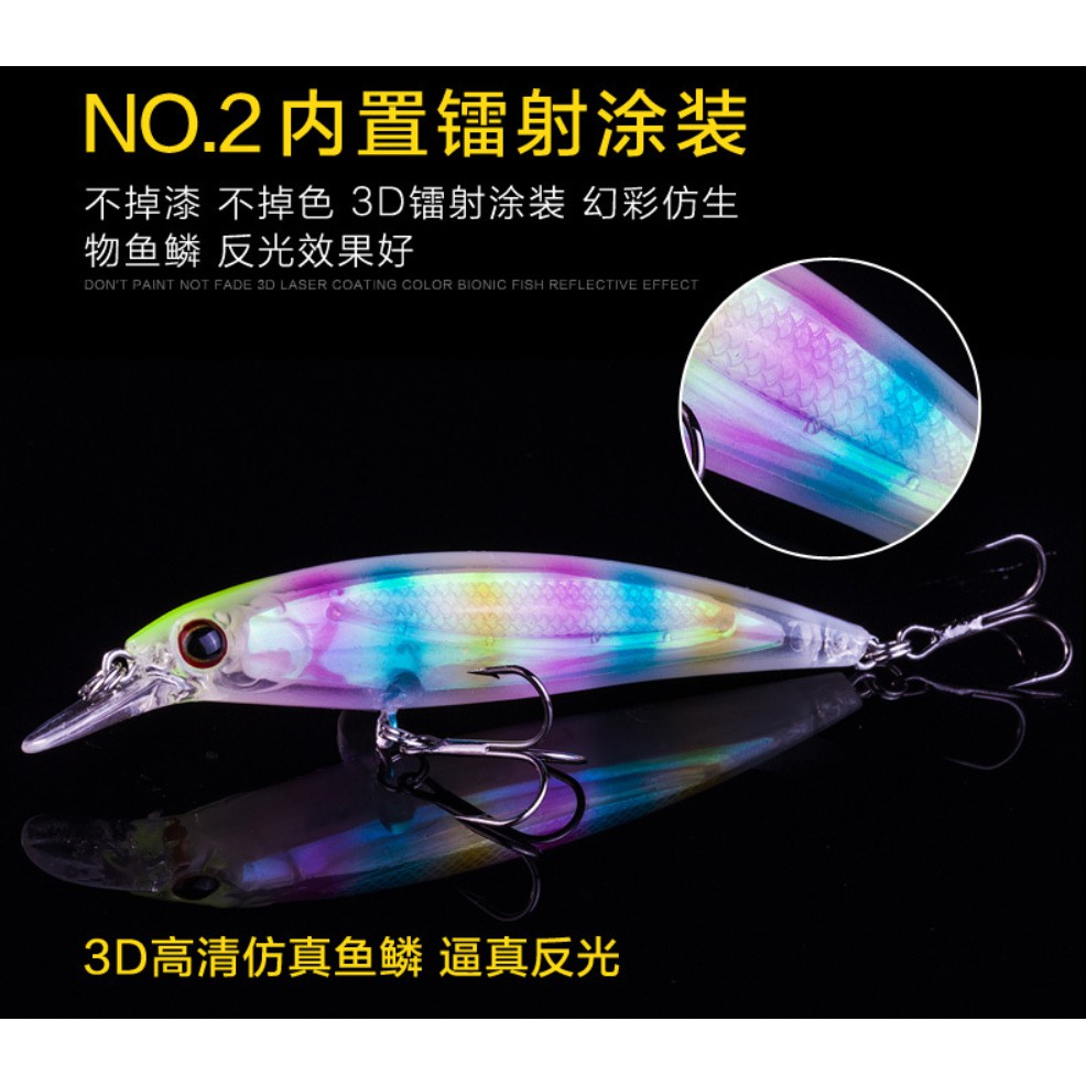 Mồi Câu Cá Giả Hình Cá Dạ Quang Kích Thước 110mm Trong Lượng 14g