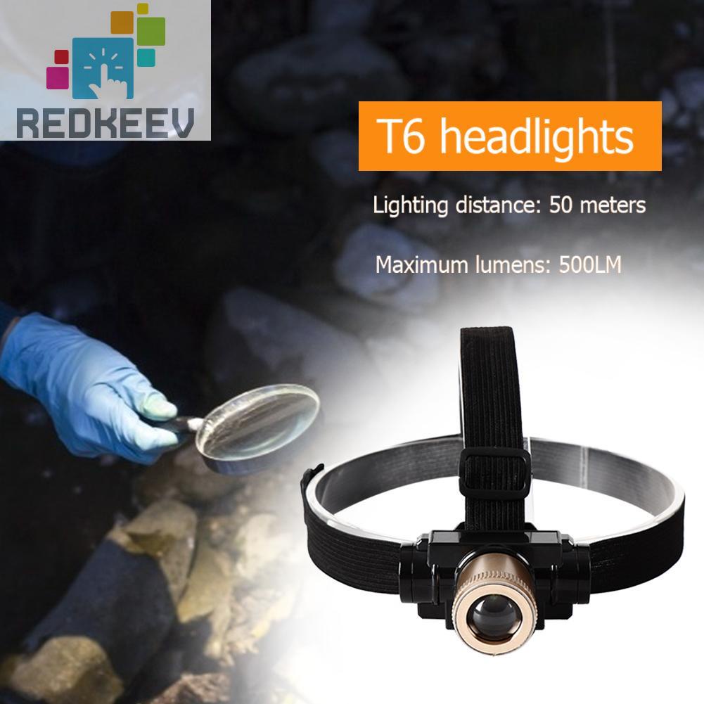 Đèn Pin Đội Đầu Redkeev T6 Led Có Thể Sạc Lại Kèm Pin