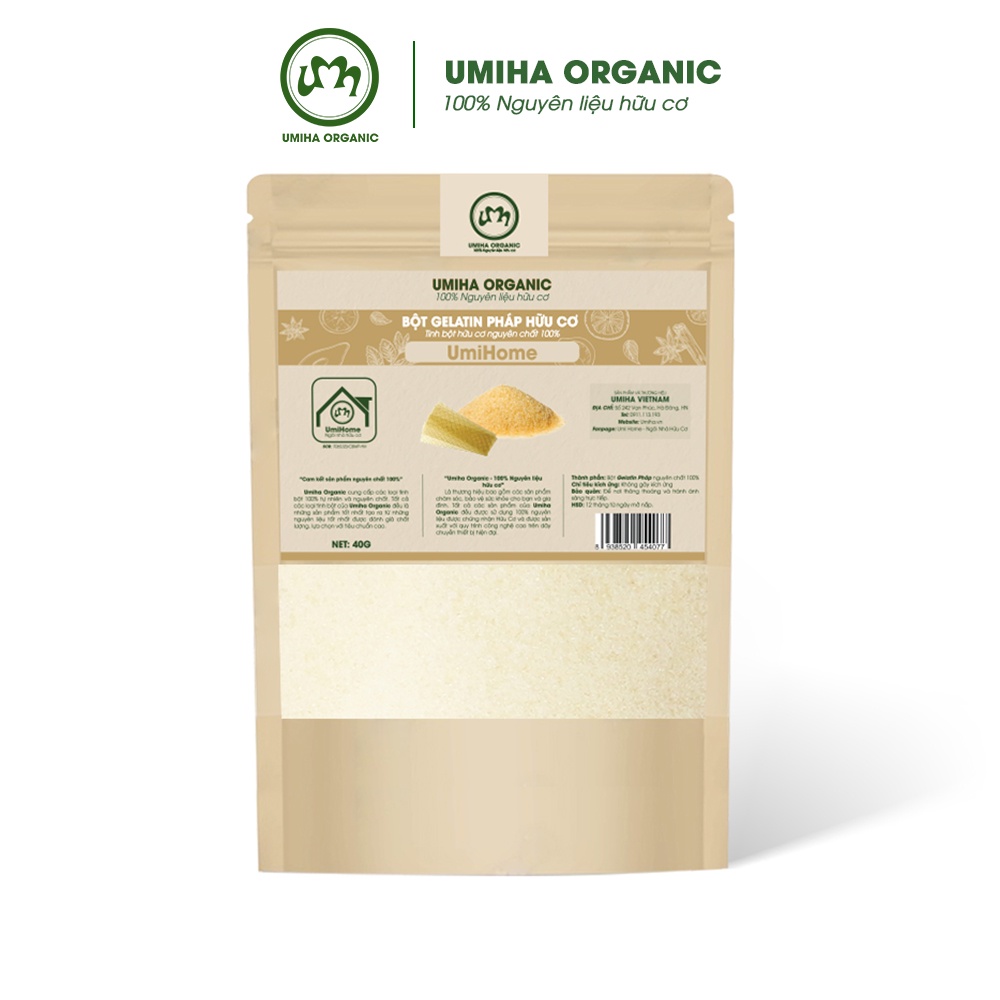 Bột đắp mặt nạ Gelatin nguyên chất UMIHOME hữu cơ 40G dùng dưỡng da trắng mịn, hỗ trợ mờ thâm mụn