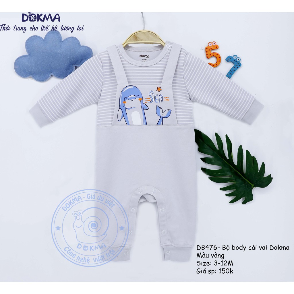 Dokma - Body Cài vai phối kẻ yếm 3-9m DB476