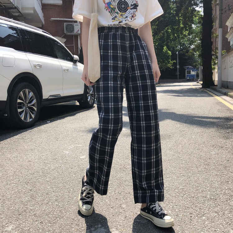 [SẴN] Quần vải ca rô Ulzzang Quảng Châu QDV8