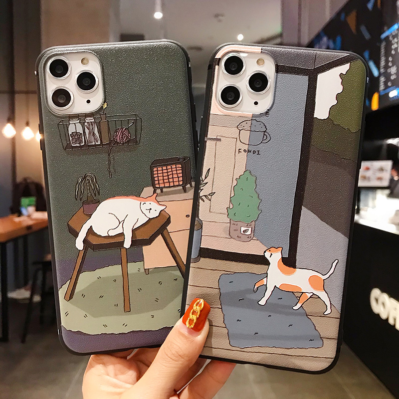 Ốp lưng Redmi Note 10 9 9S 8 7 Pro POCO X3 NFC Xiaomi MI 3D Relief Cute Cat Soft Case Cover