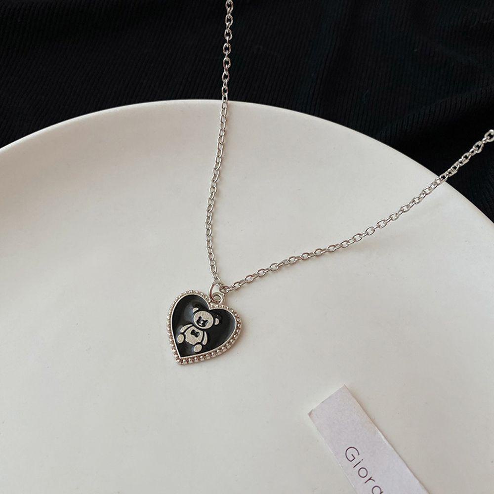 QQMALL Vòng cổ Hợp Kim Mặt Hình Gấu Phong Cách Vintage Ngọt Ngào