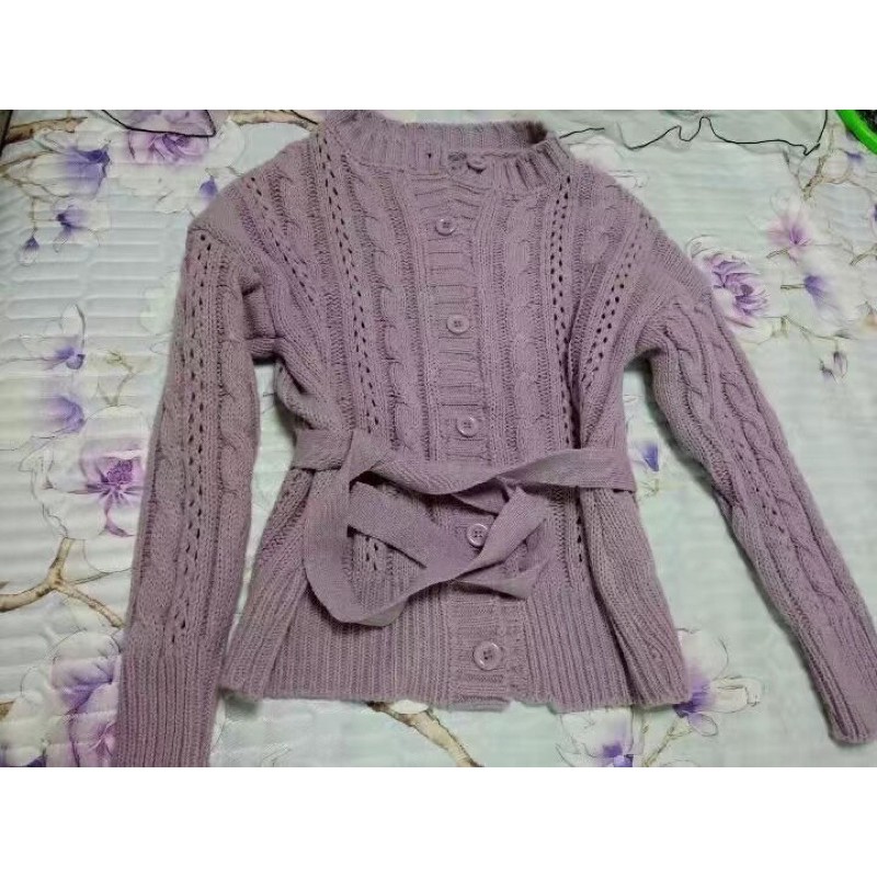 Áo len áo khoác len buộc đai eo hàng QC