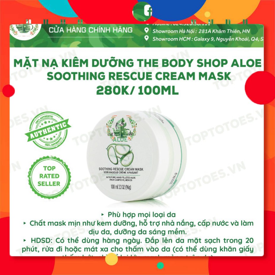 HÀNG HOT SALE Mặt nạ kiêm dưỡng lô hội yến mạch The Body Shop Aloe Soothing Rescue Cream Mask làm dịu, dưỡng ẩm, hỗ trợ 