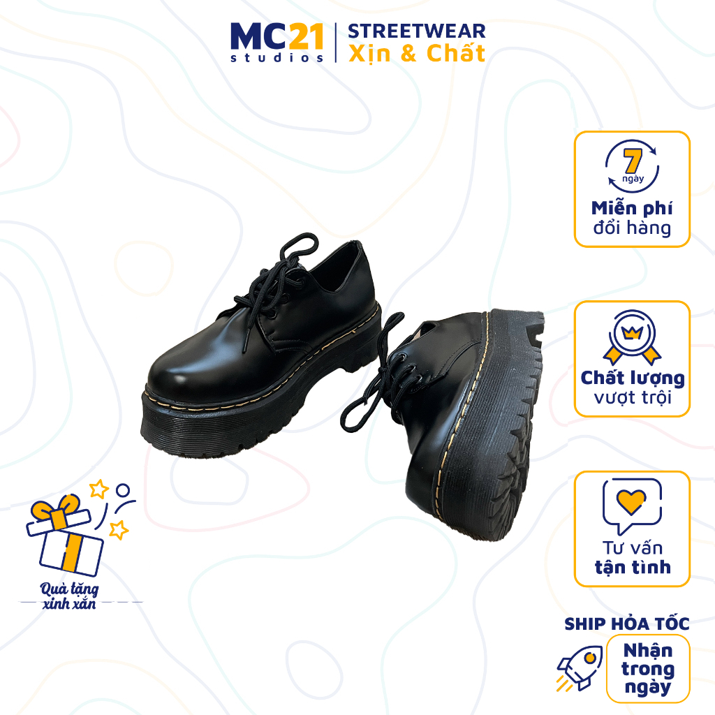 Giày boots cổ thấp nữ MINIONCLOTHING đế độn 4cm Ulzzang Streetwear chất da PU bóng mịn đi êm chân G3201