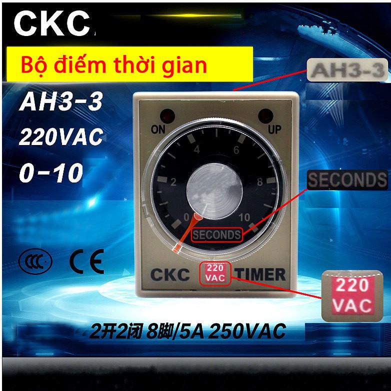 Relay Thời Gian CKC 6H 10H 30H 60H điện 380v kèm đếLoại 1