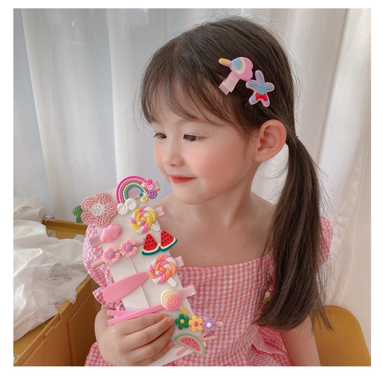 Set 14 kẹp tóc xinh xắn cho bé gái phong cách Hàn Quốc