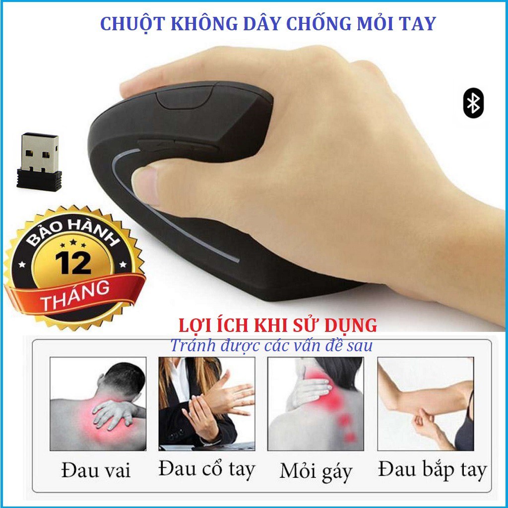 ♥️Dùng Là Mê♥️ Chuột Không Dây Ergonomic Mouse 2.4 GHz Chống mỏi tay-Chuột văn phòng thế hệ mới bảo vệ cổ tay