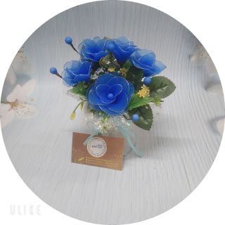 Chậu hoa handmade vải voan nhiều mẫu cho tết