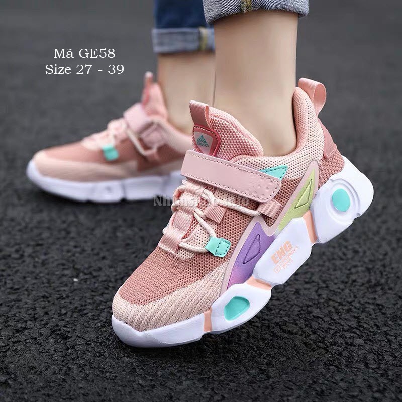 Giày bé gái thể thao dáng sneaker phối màu độc đáo đế Eva nhẹ kháng khuẩn đi học đi chơi full size 3 - 12 tuổi GE58