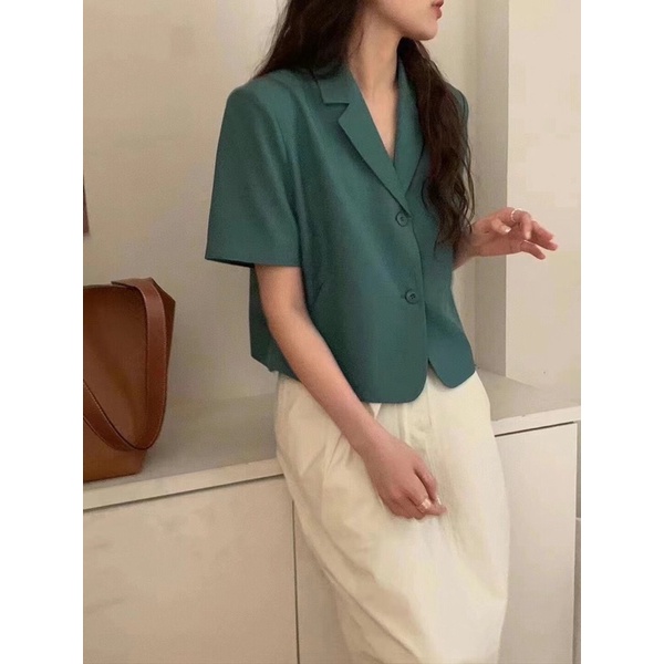 Áo blazer cộc tay cổ pijama 40503 CHERRY COCO | BigBuy360 - bigbuy360.vn