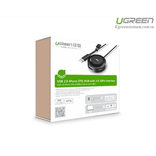 Hub USB Ugreen 20275 4 Cổng USB 2.0 Tích Hợp OTG (50cm) - Hàng Chính Hãng