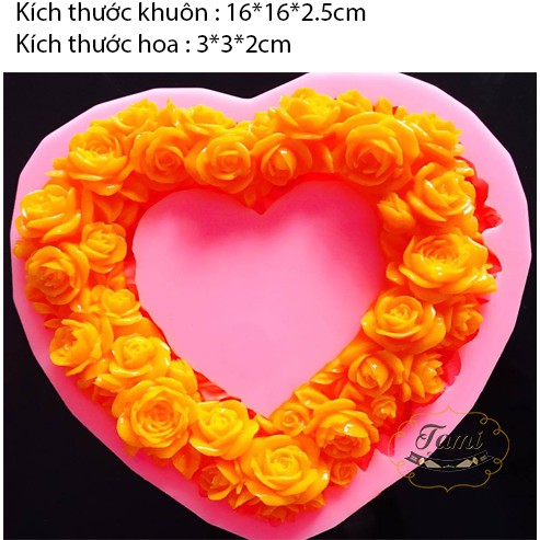 Khuôn Silicon 4D Rau Câu Hoa Nổi - Khuôn Vòng Hoa Tim