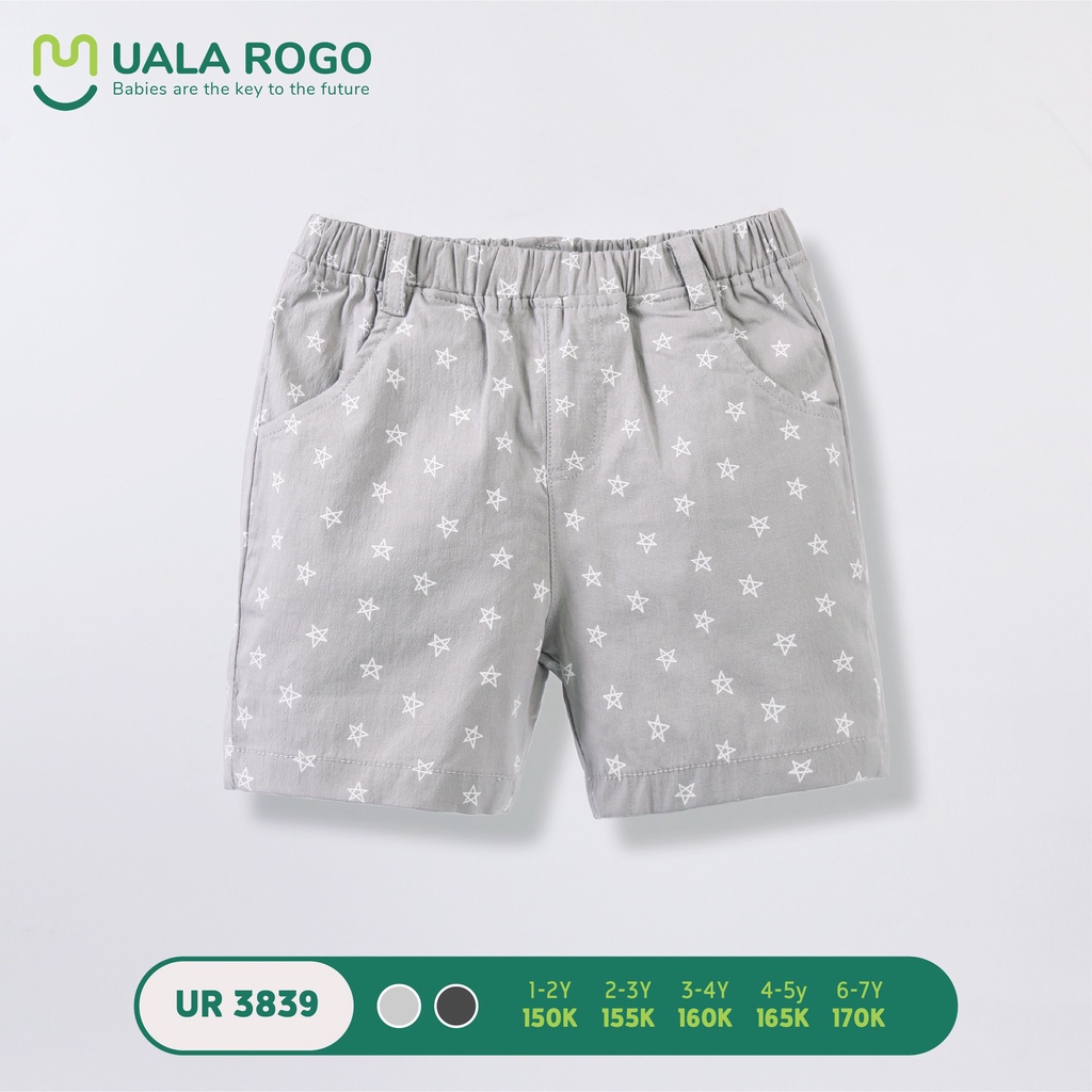 Quần Short bé trai Uala rogo vải thô in hình sao UR3839