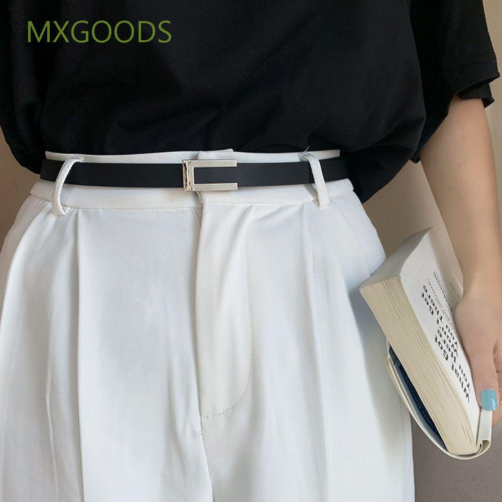 Thắt lưng bằng da mỏng có khóa kim loại nhiều màu tùy chọn phong cách hqq thời trang dành cho nữ