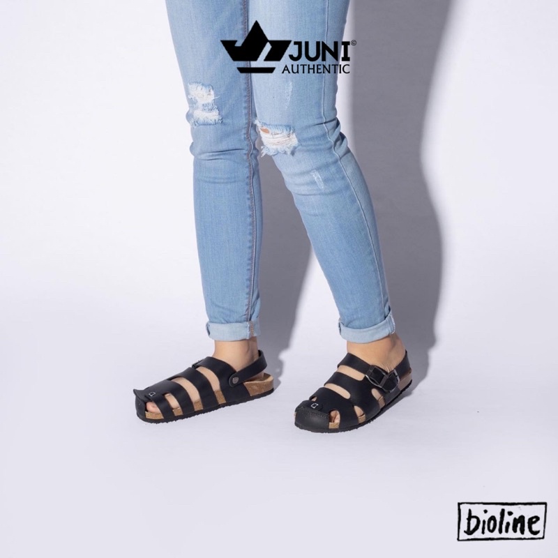 Giày sandals đế trấu BIRKEN quai hậu dáng rọ, quai da PU cao cấp, lót da lộn thật chính hãng Bioline