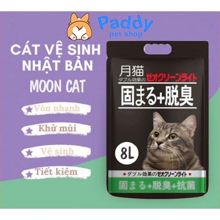 Cát Nhật Đen Moon Cat Vón Cục Khử Mùi Cực Tốt Tiết Kiệm Cho Mèo (8L)